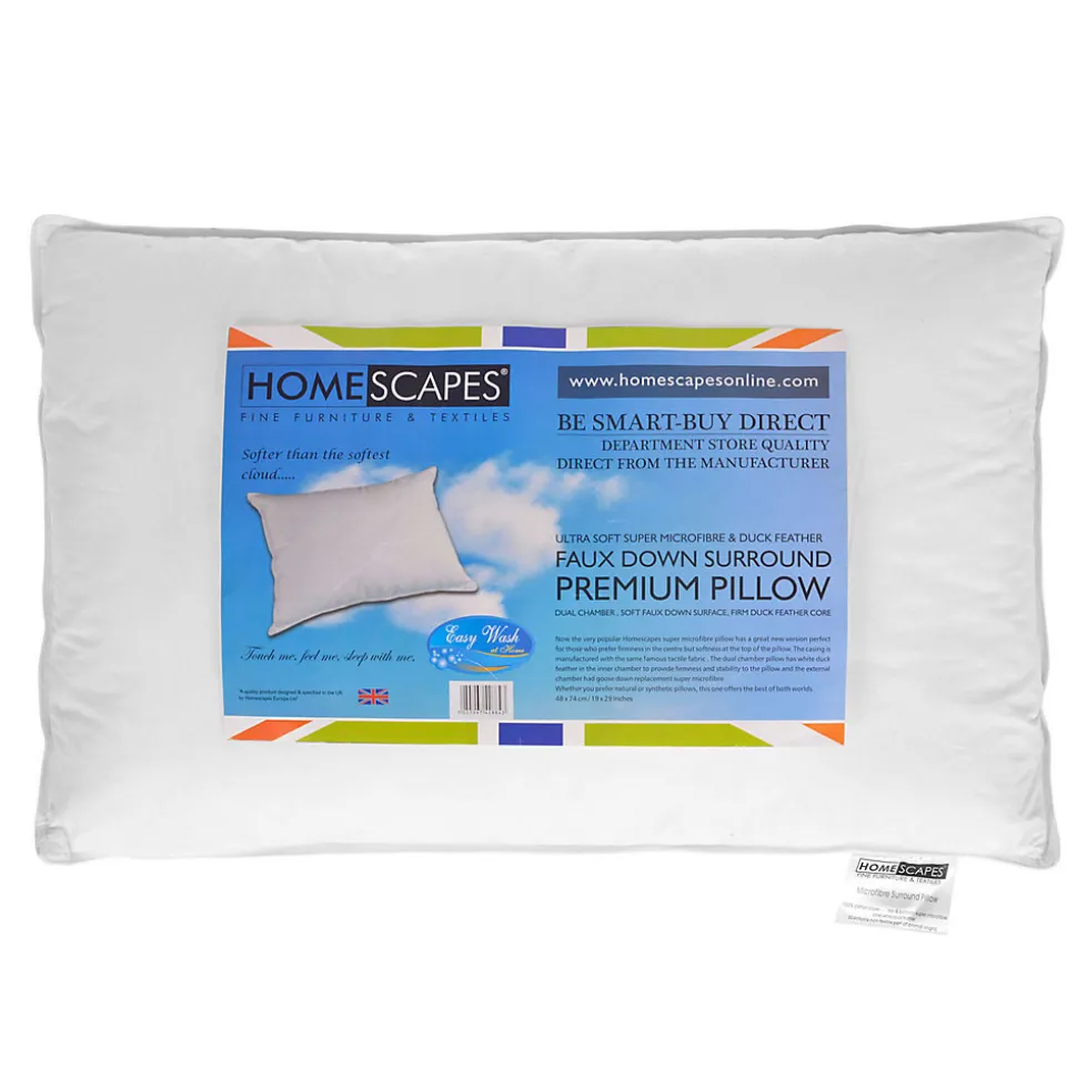 Oreiller en microfibre et plumes de canard à double niveau de garnissage, 50 x 75 cm - HOMESCAPES