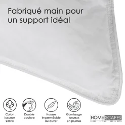 Oreiller en plumes de canard 50 x 75 cm, lot de 2 - HOMESCAPES