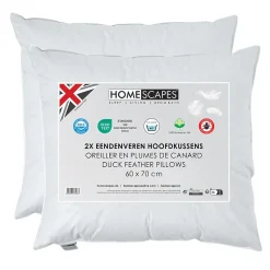 Oreiller en plumes de canard 60 x 70 cm, lot de 4 - HOMESCAPES