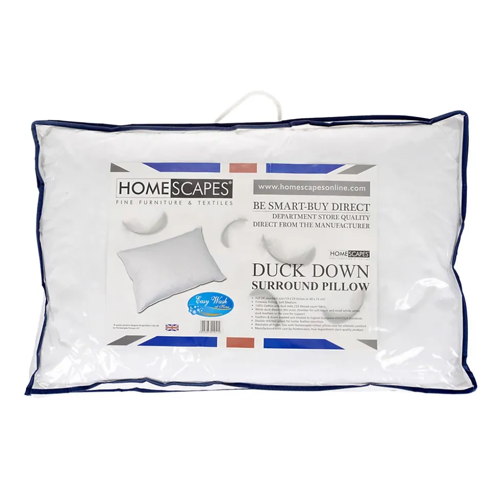 Oreiller en plumes et duvet de canard à double niveau de garnissage, 50 x 75 cm - HOMESCAPES