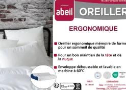 Oreiller ergonomique à mémoire de forme 50 x 36 x 10 cm blanc