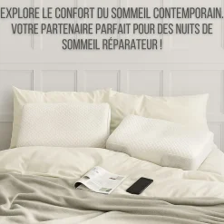 Oreiller ergonomique anti-rides, anti-acouphène - extra grande - 65x42x10 - ERGO