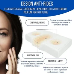 Oreiller ergonomique anti-rides, anti-acouphène - extra grande - 65x42x10 - ERGO