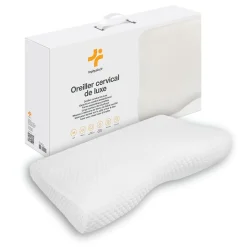 Oreiller ergonomique cervical de luxe deux taies d'oreiller (bambou,coton)