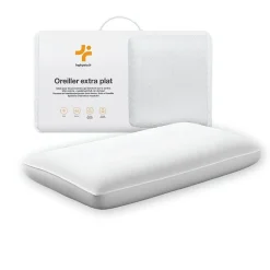 Oreiller extra plat pour personnes qui dorment sur le ventre s et taie en satin extra 50x30x5,5