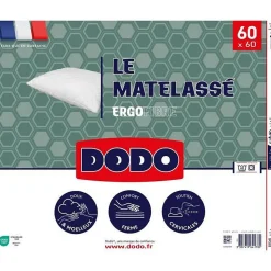 Oreiller Le Matelassé DODO - 60x60 cm - Soutien ferme - Taie déhoussable - Fabriqué en France