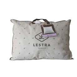 Oreiller Lestra Fjord Microduv ferme satin carreaux blanc 50x70