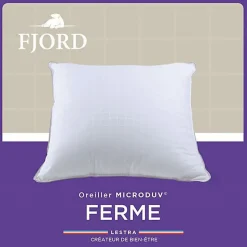 Oreiller Lestra Fjord Microduv ferme satin carreaux blanc 50x70