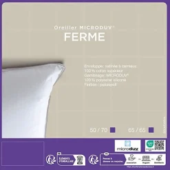 Oreiller Lestra Fjord Microduv ferme satin carreaux blanc 50x70