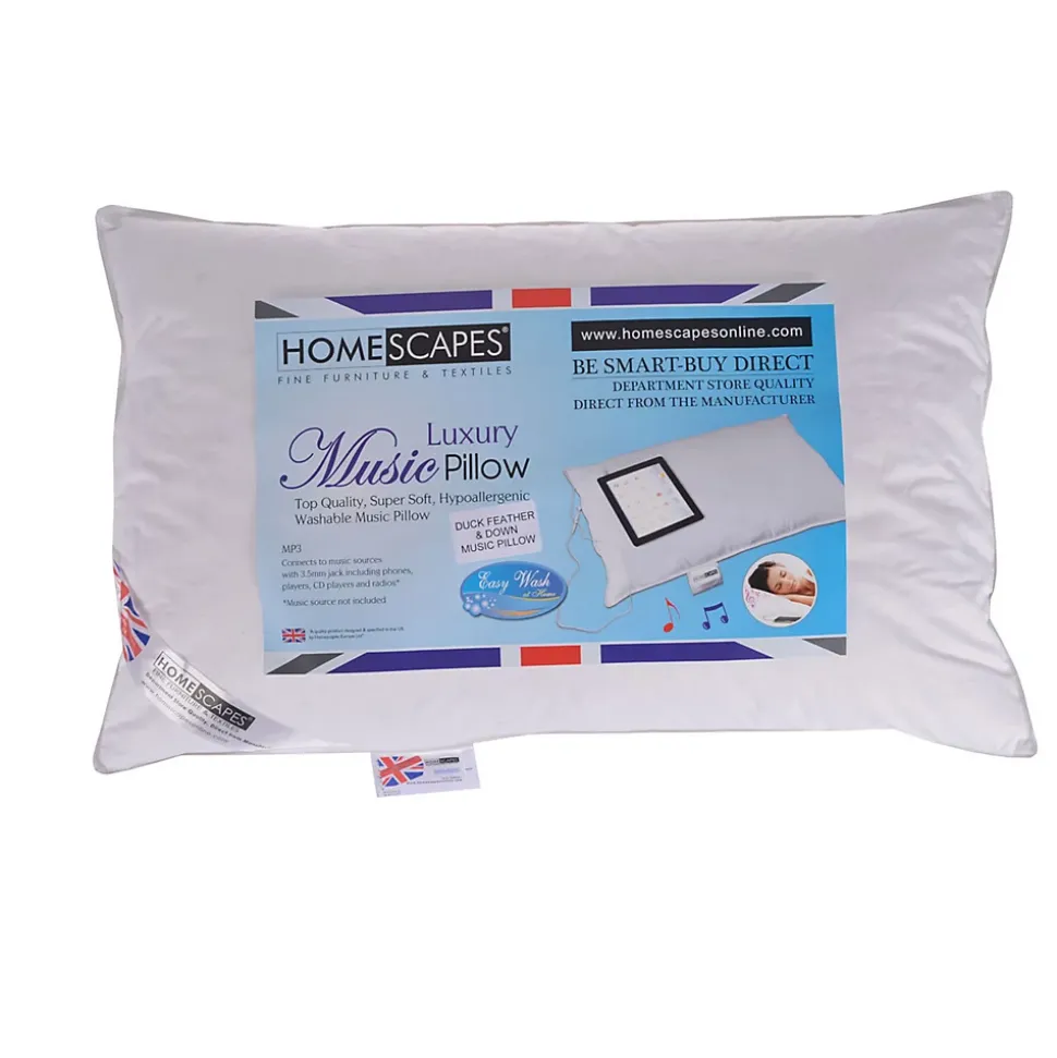 Oreiller musical en duvet et en plumes de canard ultra moelleux 50 x 75 cm - HOMESCAPES