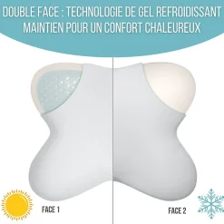 Oreiller papillon rafraîchissant, gel refroidissant, mémoire de forme, 53x43 cm - PURE