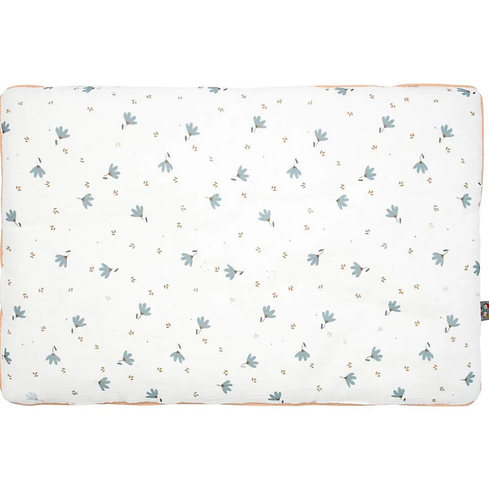 Oreiller plat réversible en gaze de coton Bleuet