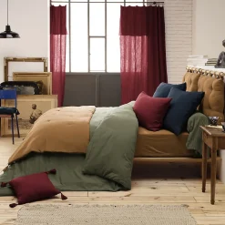 OUREA - Chemin de Lit 90x200cm Capitonné Gaze de Coton Safran