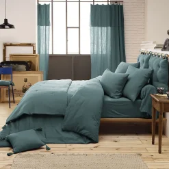 OUREA - Chemin de Lit 90x200cm Capitonné Gaze de Coton Canard