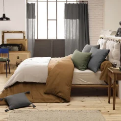 OUREA - Chemin de Lit 90x200cm Capitonné Gaze de Coton Pampa