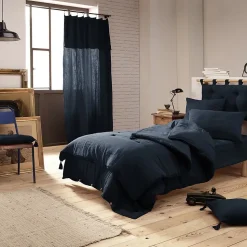 OUREA - Couvre-pied 150x150cm Capitonné Gaze de Coton Minuit