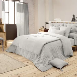 OUREA - Couvre-pied 150x150cm Capitonné Gaze de Coton Nuage