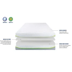 Pack Anthea 180x200 cm Matelas Mousse + Sommier Bois + Accessoires