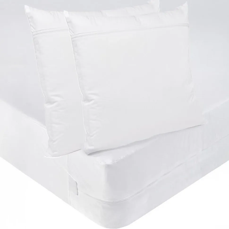 Pack ANTI-PUNAISES DE LIT Protège-matelas 160x200cm + 2 Protège oreillers 63x63cm imperméables