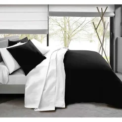 Pack complet 6 pièces Noir/Blanc réversible housse de couette pour lit 140 x 190 cm