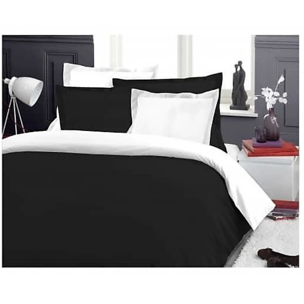 Pack complet 6 pièces Noir/Blanc réversible housse de couette pour lit 140 x 190 cm