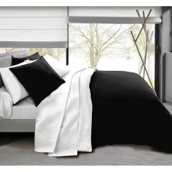 Pack complet 6 pièces Noir/Blanc réversible housse de couette pour lit 160 x 200 cm