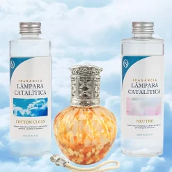 Pack économique Lampe Catalytique Drops Orange + Parfum Cotton Clean (200 ml) + Nettoyant Neutre (200 ml) + Mèche de Rechange