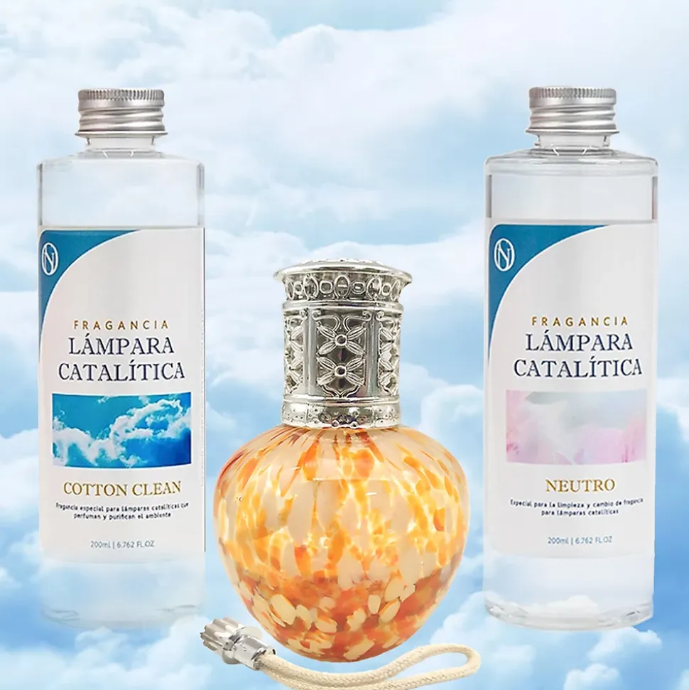 Pack économique Lampe Catalytique Drops Orange + Parfum Cotton Clean (200 ml) + Nettoyant Neutre (200 ml) + Mèche de Rechange