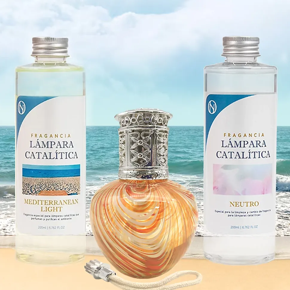 Pack économique Lampe Catalytique Orange Waves + Mediterranean Light (200 ml) + Nettoyant Neutre (200 ml) + Mèche de Rechange