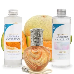 Pack économique Lampe Catalytique Orange Waves + Parfum Waikiki Melon (500 ml) + Nettoyant Neutre (200 ml) + Mèche de Rechange