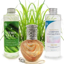 Pack économique Lampe Catalytique Orange Waves + Parfum Citronnelle (500 ml) + Nettoyant Neutre (200 ml) + Mèche de Rechange