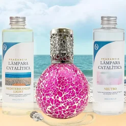 Pack économique Lampe Catalytique Mosaïque Fuchsia + Mediterranean Light (200 ml) + Nettoyant Neutre (200 ml) + Mèche de Rechange