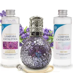 Pack économique Lampe Catalytique Mosaïque de minuit + Lavender Expression (500 ml) + Nettoyant Neutre (200 ml) + Mèche Rechange