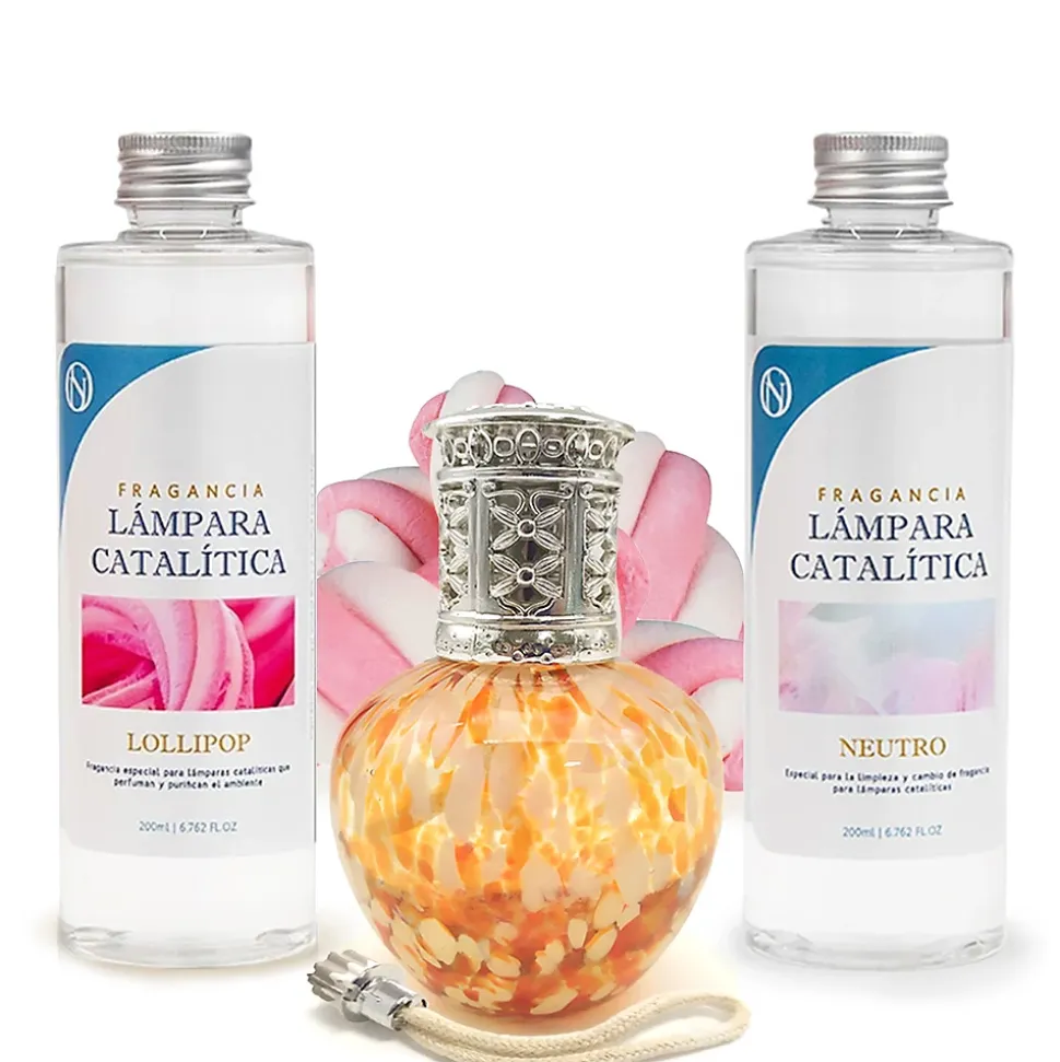 Pack économique Lampe Catalytique Drops Orange + Parfum Lollipop (500 ml) + Nettoyant Neutre (200 ml) + Mèche de Rechange