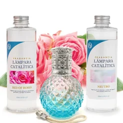 Pack économique Lampe Catalytique Blue Diamonds + Parfum Bed of Roses (200 ml) + Nettoyant Neutre (200 ml) + Mèche de Rechange