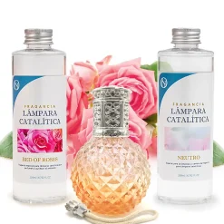 Pack économique Lampe Catalytique Orange Diamonds + Parfum Bed of Roses (200 ml) + Nettoyant Neutre (200 ml) + Mèche de Rechange