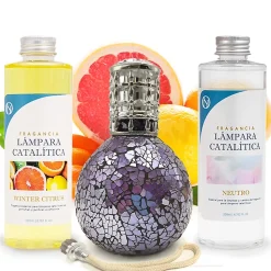 Pack économique Lampe Catalytique Mosaïque de minuit + Parfum Winter Citrus (500 ml) + Nettoyant Neutre (200 ml) + Mèche Rechange