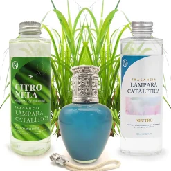 Pack économique Lampe Catalytique Aqua Marina + Parfum Citronnelle (200 ml) + Nettoyant Neutre (200 ml) + Mèche de Rechange