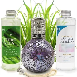 Pack économique Lampe Catalytique Mosaïque de minuit + Parfum Citronnelle (500 ml) + Nettoyant Neutre (200 ml) + Mèche de Rechange