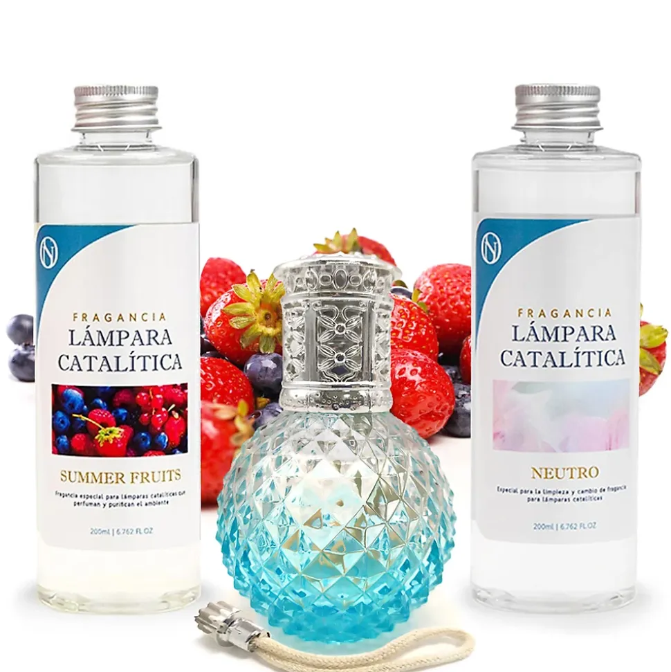 Pack économique Lampe Catalytique Blue Diamonds + Parfum Summer Fruits (200 ml) + Nettoyant Neutre (200 ml) + Mèche de Rechange
