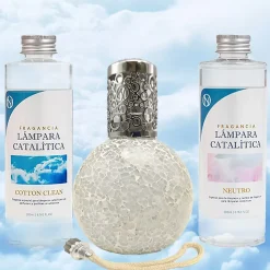 Pack économique Lampe Catalytique Mosaïque Blanc + Parfum Cotton Clean (200 ml) + Nettoyant Neutre (200 ml) + Mèche de Rechange