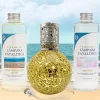 Pack économique Lampe Catalytique Mosaïque Doré + Parfum Mediterranean Light (500 ml) + Nettoyant Neutre (200 ml) + Mèche Rechange