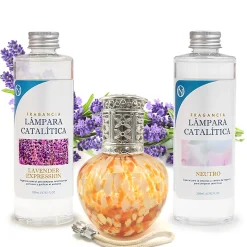 Pack économique Lampe Catalytique Drops Orange + Parfum Lavender Expression (500 ml) + Nettoyant Neutre (200 ml) + Mèche Rechange