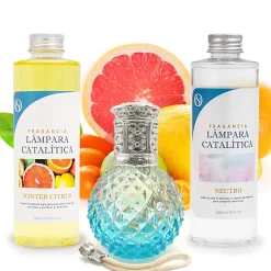 Pack économique Lampe Catalytique Blue Diamonds + Parfum Winter Citrus (500 ml) + Nettoyant Neutre (200 ml) + Mèche de Rechange