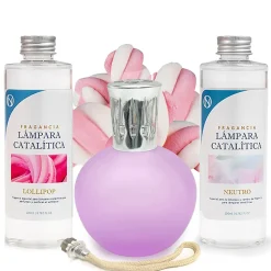 Pack économique Lampe Catalytique Fuchsia Mat + Parfum Lollipop (500 ml) + Nettoyant Neutre (200 ml) + Mèche de Rechange