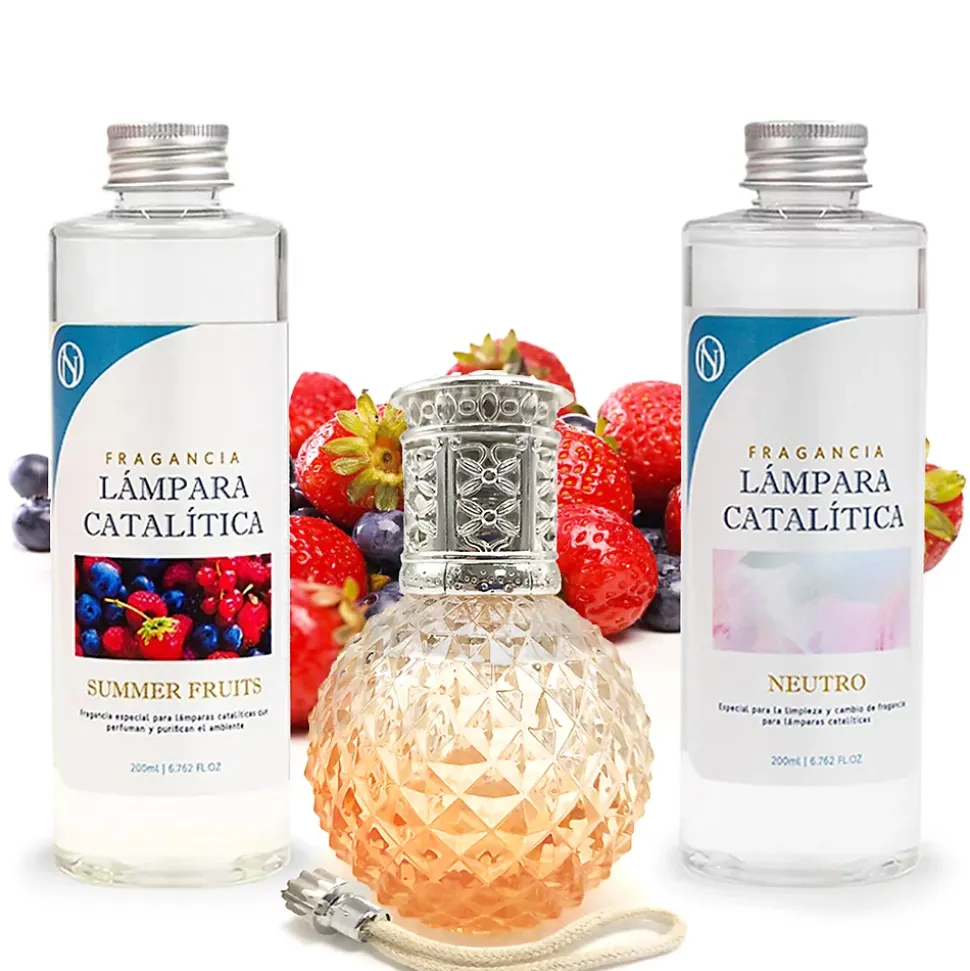 Pack économique Lampe Catalytique Orange Diamonds + Parfum Summer Fruits (500 ml) + Nettoyant Neutre (200 ml) + Mèche de Rechange
