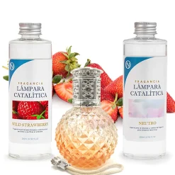 Pack économique Lampe Catalytique Orange Diamonds + Parfum Wild Strawberry (500 ml) + Nettoyant Neutre (200 ml) + Mèche Rechange