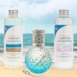 Pack économique Lampe Catalytique Blue Diamonds + Parfum Mediterranean Light (200 ml) + Nettoyant Neutre (200 ml) + Mèche Rechange