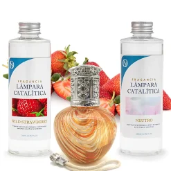 Pack économique Lampe Catalytique Orange Waves + Parfum Wild Strawberry (500 ml) + Nettoyant Neutre (200 ml) + Mèche de Rechange