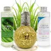 Pack économique Lampe Catalytique Mosaïque Doré + Parfum Citronnelle (200 ml) + Nettoyant Neutre (200 ml) + Mèche de Rechange